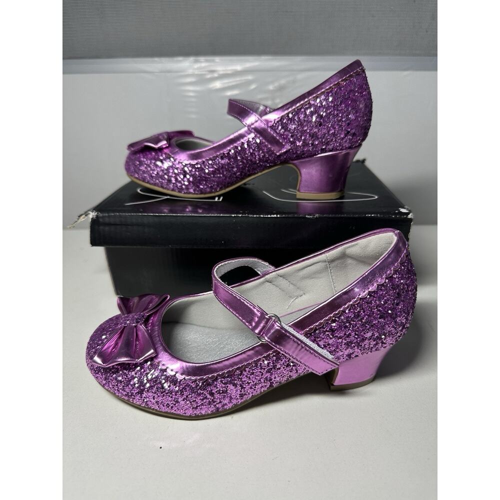 K KomForme Girl Dress Shoes Mary Jane Glitter Sz 1 in Low Heel Wedding Party